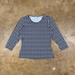 J. McLaughlin Women’s XS Geometric Print Stretch Top Navy White Blue